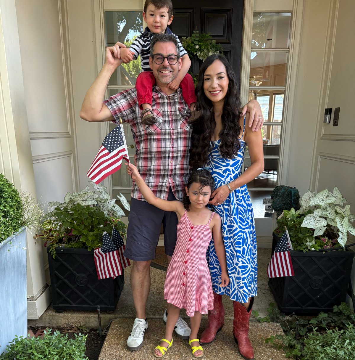 Ty Foose with his wife and their two children on the Fourth of July